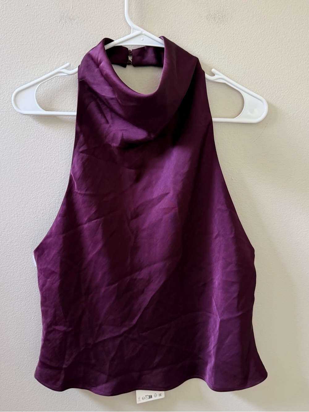Zara Satin Halter Camisole in Deep Plum - Picture 10 of 16